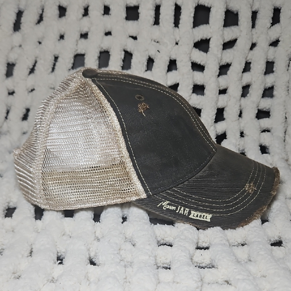 Mason Jar Label Distressed Snap Back Trucker Hat New